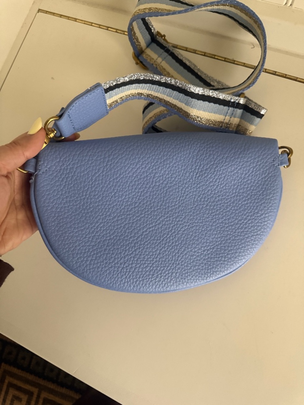 Oliver Bonas Becca Denim Blue Belt Bag - Picture 6 of 8